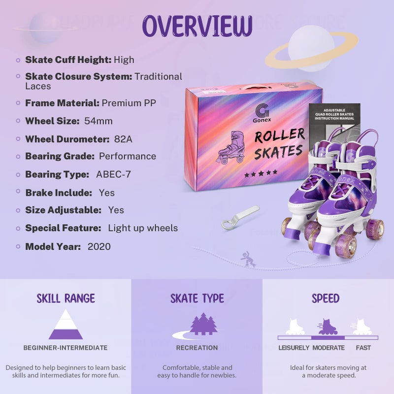 Gonex Roller Skates for Girls Kids Boys Women with All Light Up Wheelsï¼ŒAdjustable Rollerskates for Beginners Toddler Youth, Gift for Indoor Outdoor - Image 5